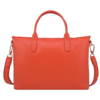 LONGCHAMP LE FOULONNÉ系列牛皮手提/斜背兩用公事包(小/紅椒)