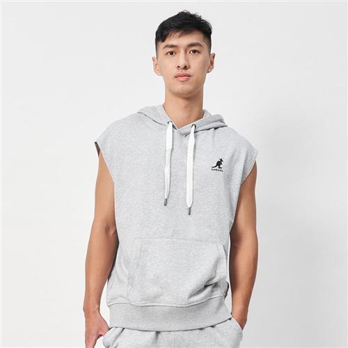 Kangol 男款 女款 淺灰色 中性 抽繩 棉質 上衣 連帽 休閒 背心 6325148111