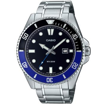 【CASIO】槍魚黑水鬼系列不鏽鋼休閒錶-黑麵可樂圈(MDV-107D-1A2)