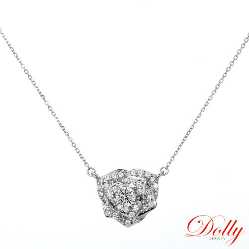 Dolly 18K金 天然鑽石0.10克拉完美車工白K金項鍊-005