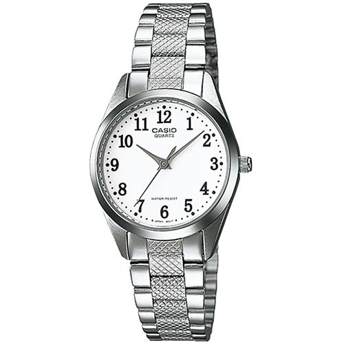 【CASIO】經典貴氣時尚指針淑女錶-銀/數字白面 (LTP-1274D-7B)