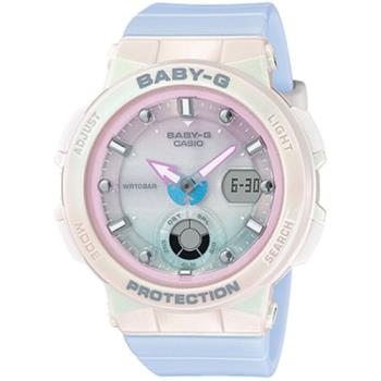 【CASIO 】BABY-G 海洋風格耀眼系列運動錶-白框x水藍(BGA-250-7A3)