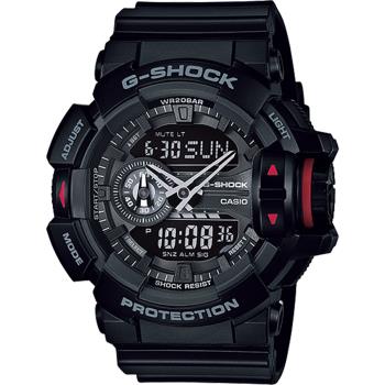 【CASIO】G-SHOCK 金屬光澤多層次個性運動雙顯錶-全黑(GA-400-1B)