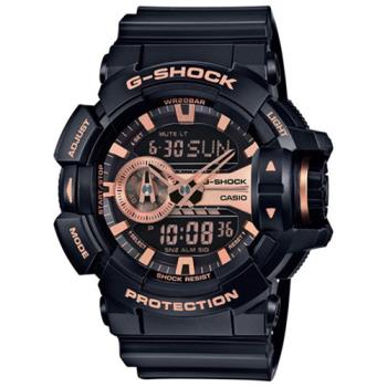 【CASIO】G-SHOCK 金屬光澤多層次個性運動雙顯錶--玫瑰金(GA-400GB-1A4)