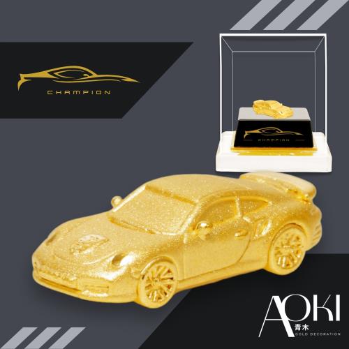 【AOKI青木】純黃金擺件 豪華超跑俱樂部-金色盾牌-馬 約重1.02錢±0.05 (招財)