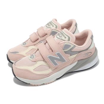 New Balance 童鞋 990 V6 寬楦 雲霧粉 灰 白 中童 小朋友 運動鞋 休閒鞋 NB PV990PK6-W