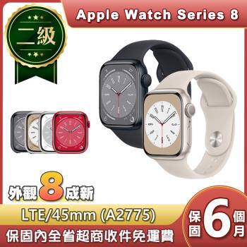 【福利品】蘋果 Apple Watch Series 8 LTE 45mm鋁金屬錶殼智慧手錶