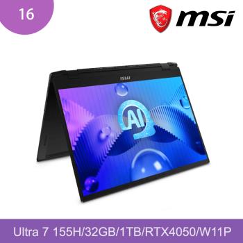 MSI微星 Summit E16 AI Studio A1VETG-010TW 16吋 AI商用觸控翻轉筆電黑色