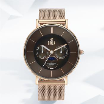 ERICA 時尚三眼月象錶 42mm 漸層咖啡(ER-23RCM)