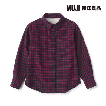 兒童雙面起毛法蘭絨長袖襯衫 紅格紋【MUJI 無印良品】