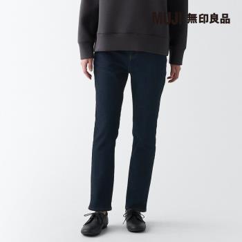 女有機棉混彈性丹寧合身褲 暗藍【MUJI 無印良品】