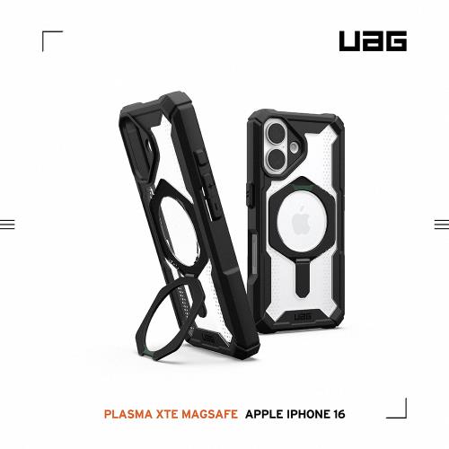 UAG iPhone 16 磁吸耐衝擊支架經典保護殼-透明(黑圈) (支援MagSafe無線充電)