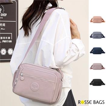 【Rosse Bags】戶外休閒多隔層單肩斜背包(現+預 粉色 / 紫色 / 灰色 / 藍色 / 黑色)