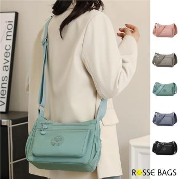 【Rosse Bags】輕便休閒防潑水單肩斜揹包(現+預 粉色 / 灰色 / 藍灰色 / 綠色 / 黑色)
