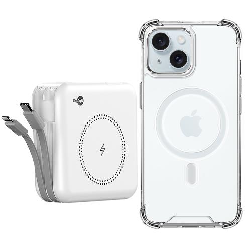 MyStyle第三代 MagSafe 多功能無線充電+自帶線行動電源+數顯充電頭PD快充大功率 +贈i15 Plus磁吸殼