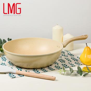 【LMG】 香草系列日式不沾炒鍋-30CM(無蓋) 贈玉子燒鏟+料理夾(隨機顏色)