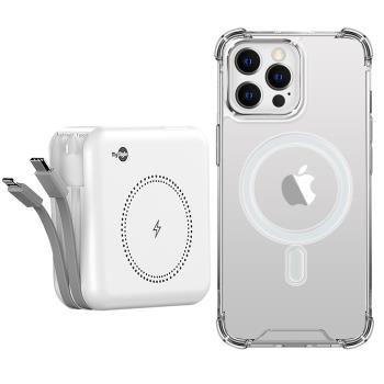 MyStyle第三代 MagSafe 多功能無線充電+自帶線行動電源+數顯充電頭PD快充大功率 +贈i12 Pro磁吸殼