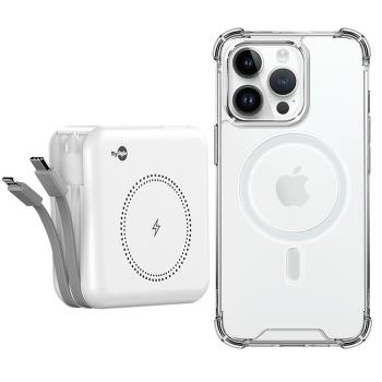MyStyle第三代 MagSafe 多功能無線充電+自帶線行動電源+數顯充電頭PD快充大功率 +贈i14 Pro磁吸殼