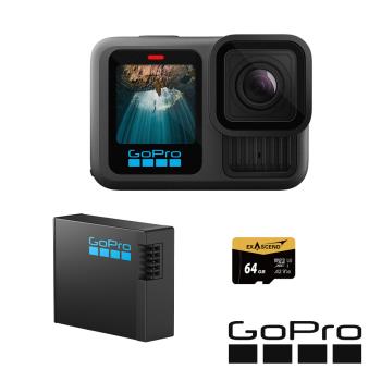 【GoPro】HERO13 Black 電量續航套組 (HERO13單機+HERO13 Enduro 高續航電池+64G記憶卡) 正成公司貨