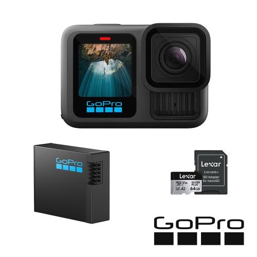 【GoPro】HERO13 Black 電量續航套組 (HERO13單機+HERO13 Enduro 高續航電池+64G記憶卡) 正成公司貨