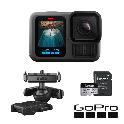 【GoPro】HERO13 Black 磁吸助拍套組 (HERO13單機+磁吸式扣鎖球型連接固定座+64G記憶卡) 正成公司貨