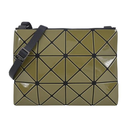 ISSEY MIYAKE 三宅一生 BAOBAO 3x4亮面雙色斜背包-卡其色×淺卡其色