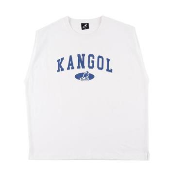 Kangol 男款 女款 白色 中性 休閒 寬版 藍Logo 無袖 上衣 背心 6322148200