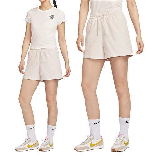 Nike NSW MR ESSNTL WVN Short 女款 米色 中腰 運動 訓練 抽繩 短褲 FV7558-104