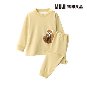 幼兒動物紋樣裏毛家居睡衣 淺黃【MUJI 無印良品】