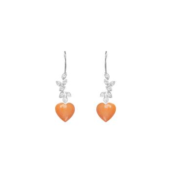 【Bella Couture Jewelry】BABY粉紅天然愛心珊瑚 14K金天然鑽石耳環