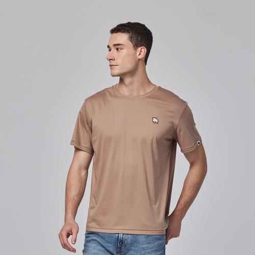 moz瑞典 刺繡駝鹿 舒適 冰河棉 100%純棉 涼感 彈力T恤 -可可(亞洲版)男款