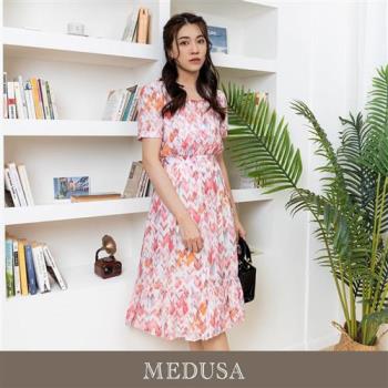 現貨【MEDUSA 曼度莎】粉橘水彩感天絲棉洋裝（M-XL）｜休閒洋裝 涼感洋裝