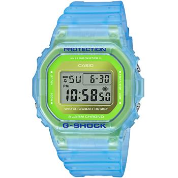 CASIO G-SHOCK 螢光系列經典方形計時錶/藍/DW-5600LS-2