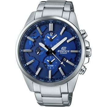 CASIO EDIFICE 世界地圖三眼計時錶/藍/ETD-300D-2A