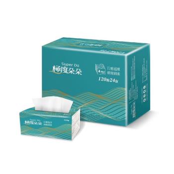 Super Do極度朵朵 四層超厚柔抽取式花紋家用紙120抽72包/箱X2