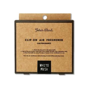 日本Johns Blend-汽車空調出風口專用方形夾式消臭空氣芳香劑1入/盒-白麝香(33-1)(車用擴香器,車內空氣清新固體香氛,去味約達30天)