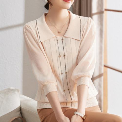 【ALLK 歐楷】新品 翻領坑條針織衫上衣 4色(尺寸F/中大尺碼/輕量/保暖)