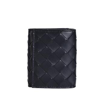 【BOTTEGA VENETA】BV 黑色按扣三折短夾 含拉鍊零錢袋 - 667134VCPP2 8425