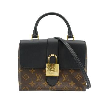 二手品 Louis Vuitton Locky BB Monogram帆布釦式手提斜背包(M44141-黑)