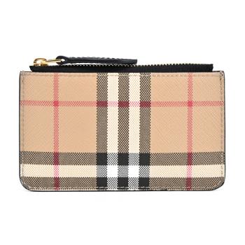 BURBERRY Vintage 經典格紋零錢鑰匙包(卡其)