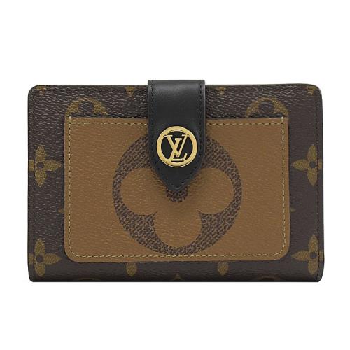 Louis Vuitton LV M69432 JULIETTE 經典花紋釦式零錢中夾.黑邊