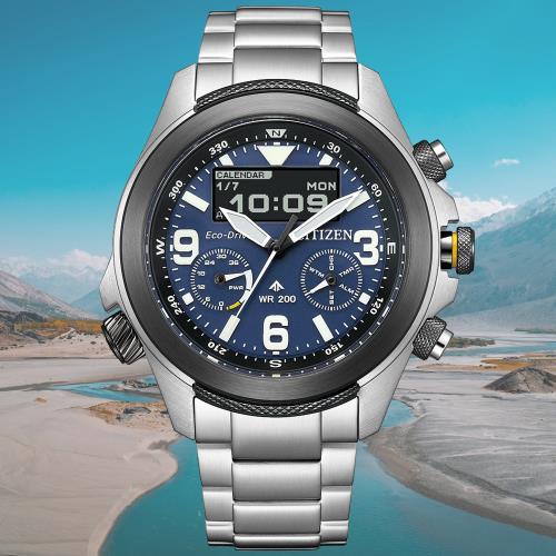 CITIZEN星辰 PROMASTER系列 液晶顯示 光動能計時腕錶 JV1006-51L