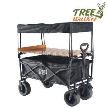 TreeWalker 可煞車露營手拉車、四輪推車-超值組合(推車+頂棚+桌板)