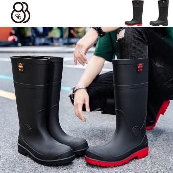 【88%】男女尺寸38-45 跟3.5cm 安全鋼頭雨鞋 防穿刺 工作鞋 耐磨膠鞋 高筒水鞋 雨靴 2色