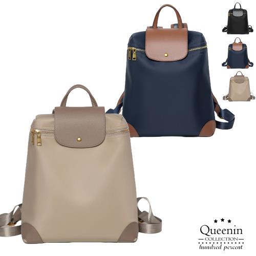 DF Queenin日韓 - 日系大容量耐髒折疊輕便休閒防水旅行後背包-共3色