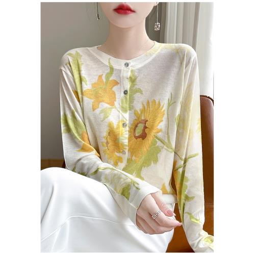 【ESA伊裳】米蘭秋潮雅韻藝術印花羊毛針織衫