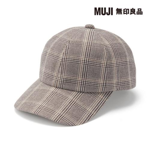 起毛法蘭絨棒球帽 棕格紋55-59cm【MUJI 無印良品】