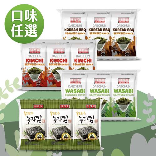 【韓味不二】韓國原裝大川海苔四袋組(4g*16)(烤肉/泡菜/芥末/橄欖油綠茶) 口味任選