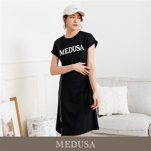 現貨【MEDUSA 曼度莎】MEDUSA 銀拉鍊嫘縈休閒洋裝（M-XL）｜涼感嫘縈 短洋裝