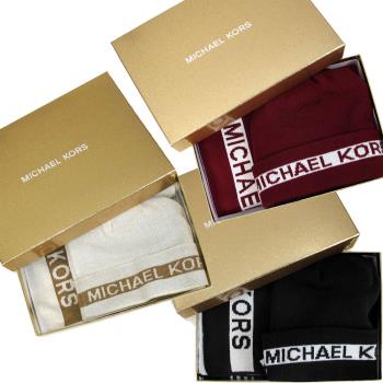 MICHAEL KORS 字母毛線帽/圍巾禮盒組(三色可選)